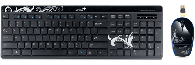 "Татуированные" и беспроводные: набор Genius SlimStar i8150 Tattoo из клавиатуры и мышки "Татуированные" и беспроводные: набор Genius SlimStar i8150 Tattoo из клавиатуры и мышки
