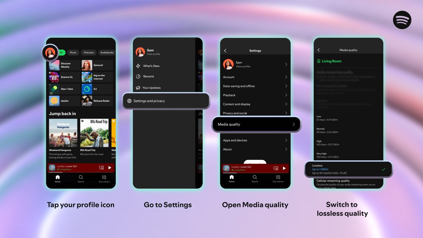 Setting up the Lossless feature in Spotify
