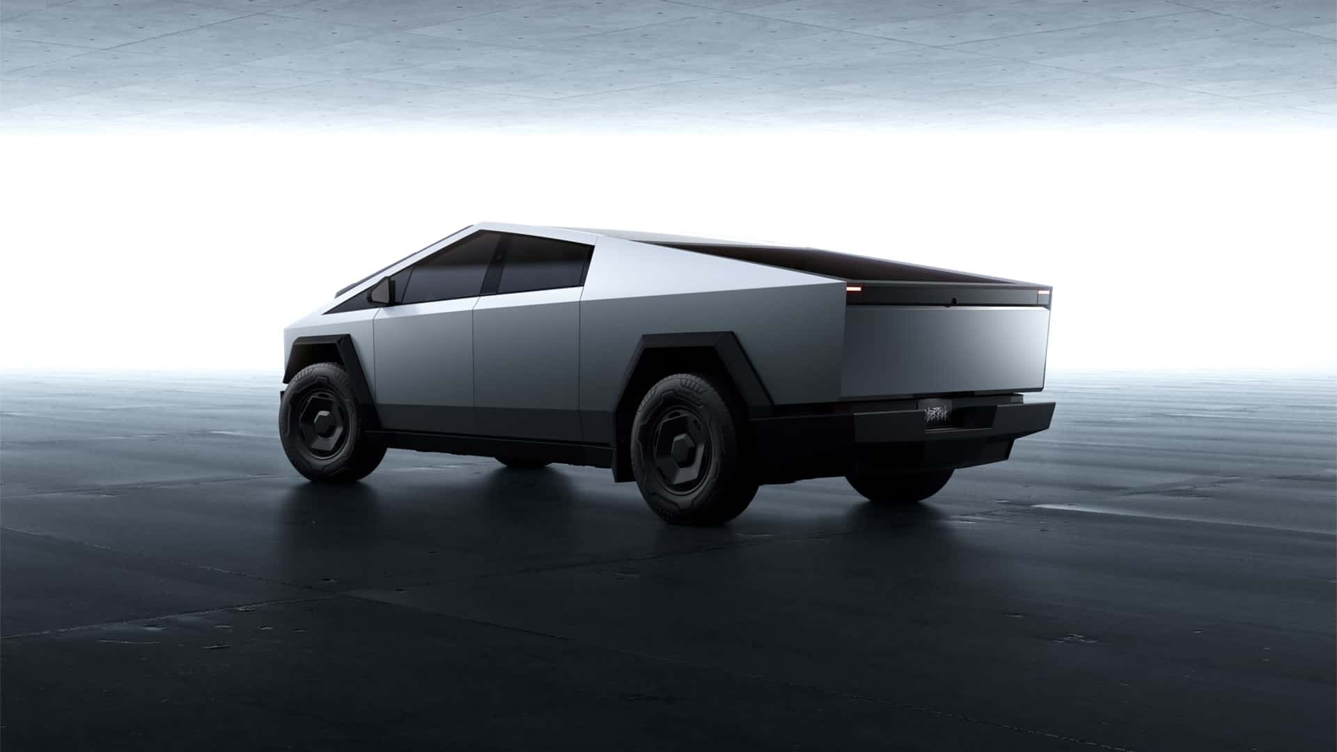 Tesla Cybertruck Long Range with a view of the rear end