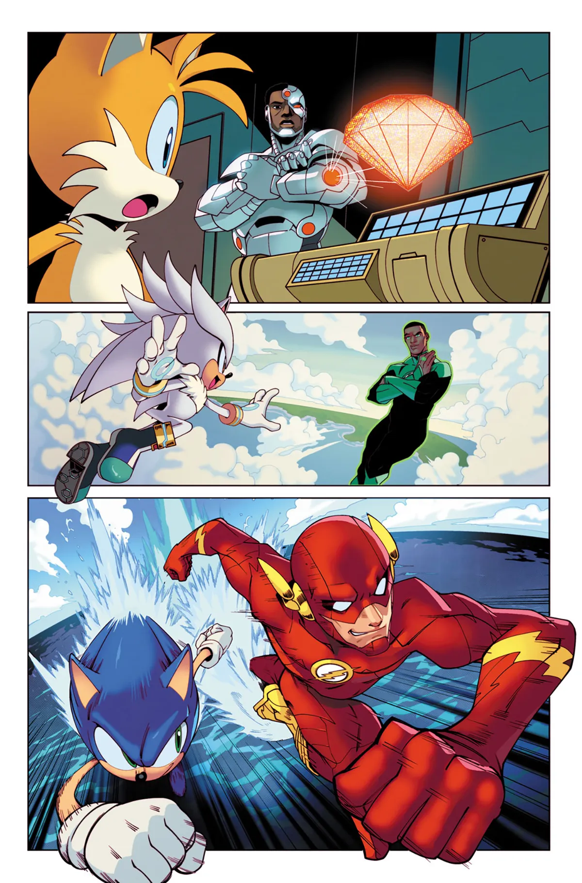 Scène de la bande dessinée DC X Sonic the Hedgehog 1