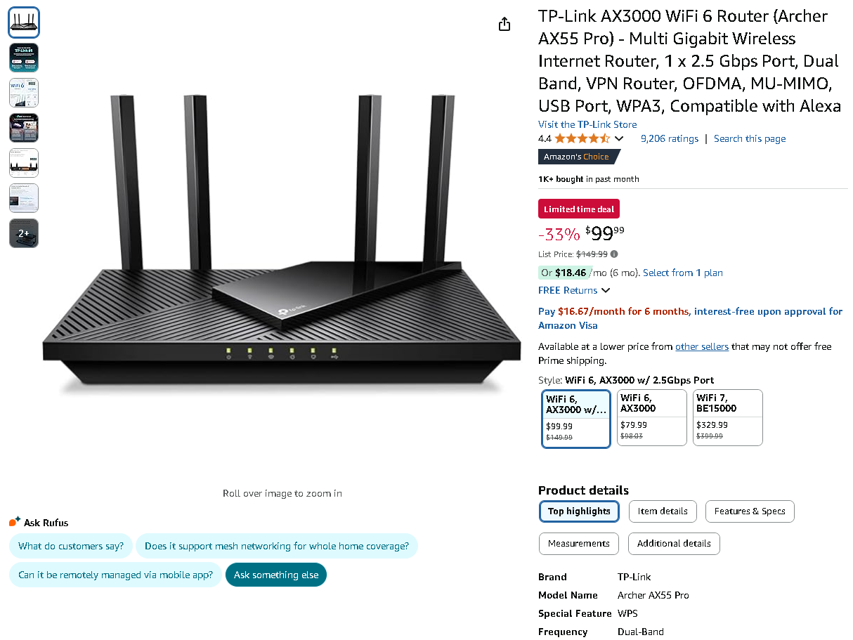 TP-Link Archer AX55 Pro Router