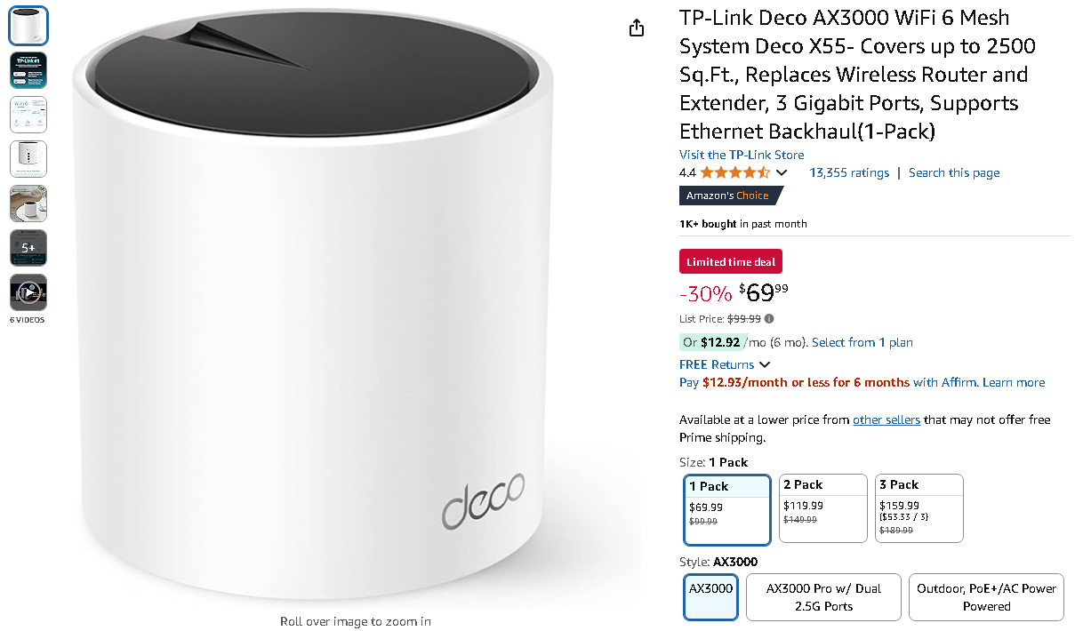 Screenshot of the TP-Link Deco X55