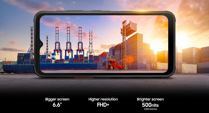 Samsung Galaxy XCover 7 Pro with the screen on
