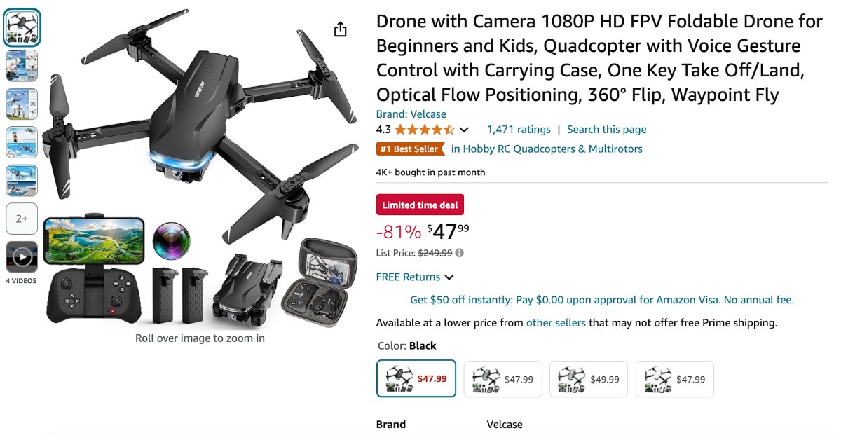Velcase Drone with Camera - NOW $202 Discount! Velcase Drone with Camera - NOW $202 Discount!