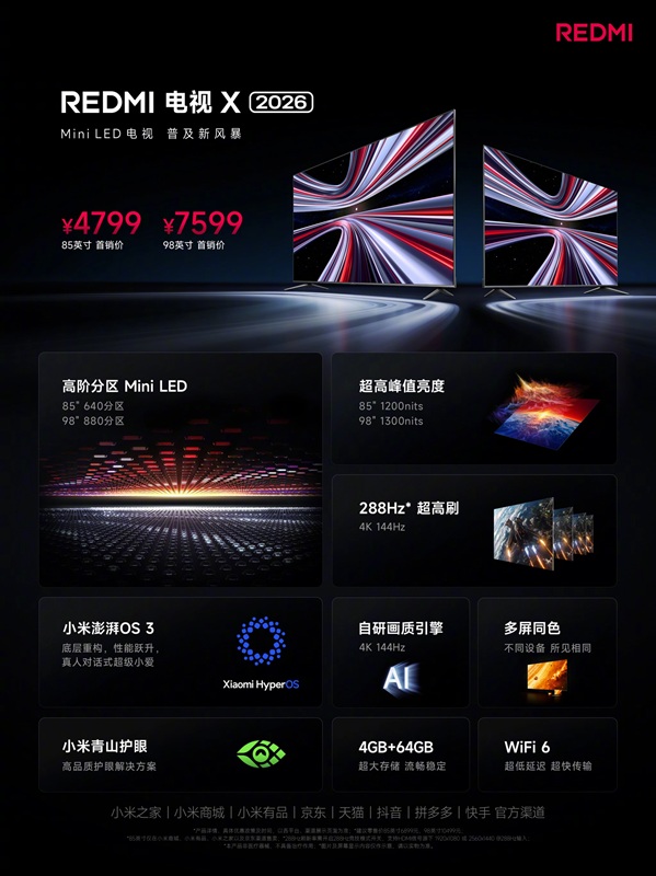 Redmi TV X 2026 Гігантський телевізор з Mini-LED підсвіткою