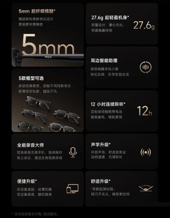Xiaomi Mijia Smart Audio Glasses 2 - design details