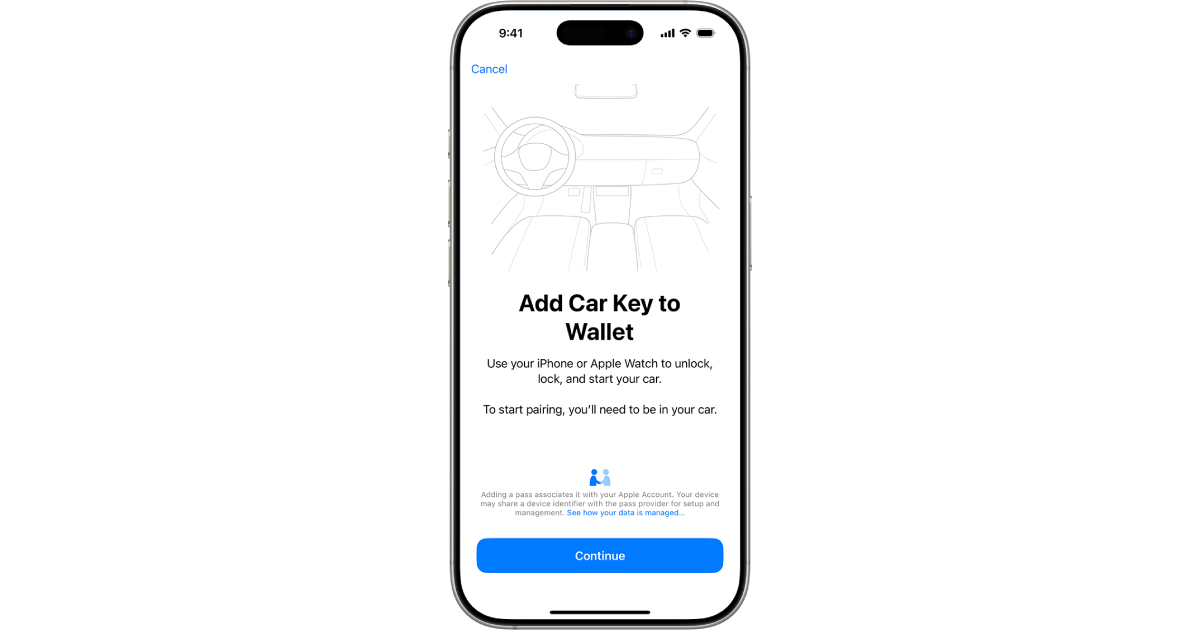 iPhone 16 Pro з інструкцією зі додавання Car Key в Wallet