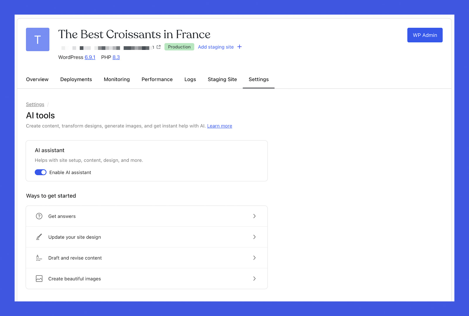 Activer WordPress AI Assistant