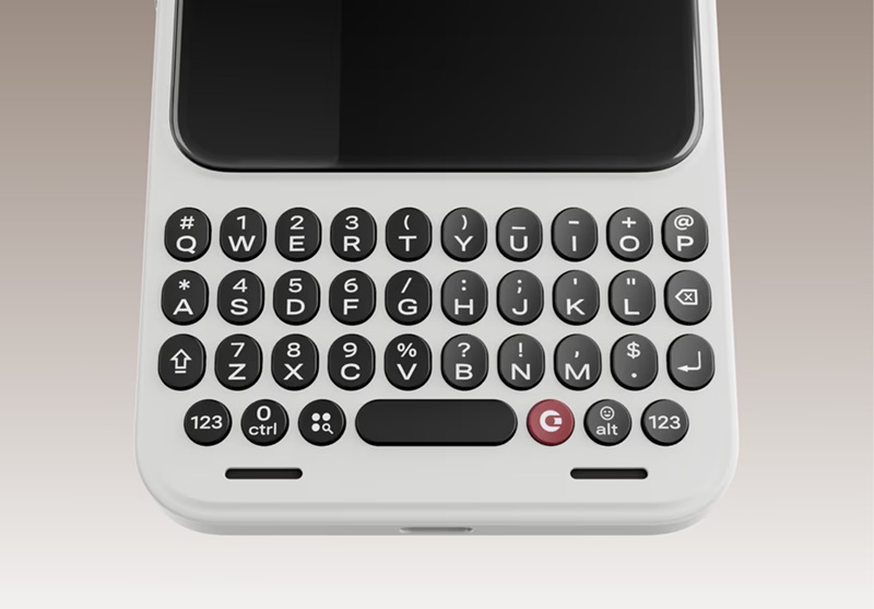 Clicks Communicator with a front-facing physical QWERTY keyboard
