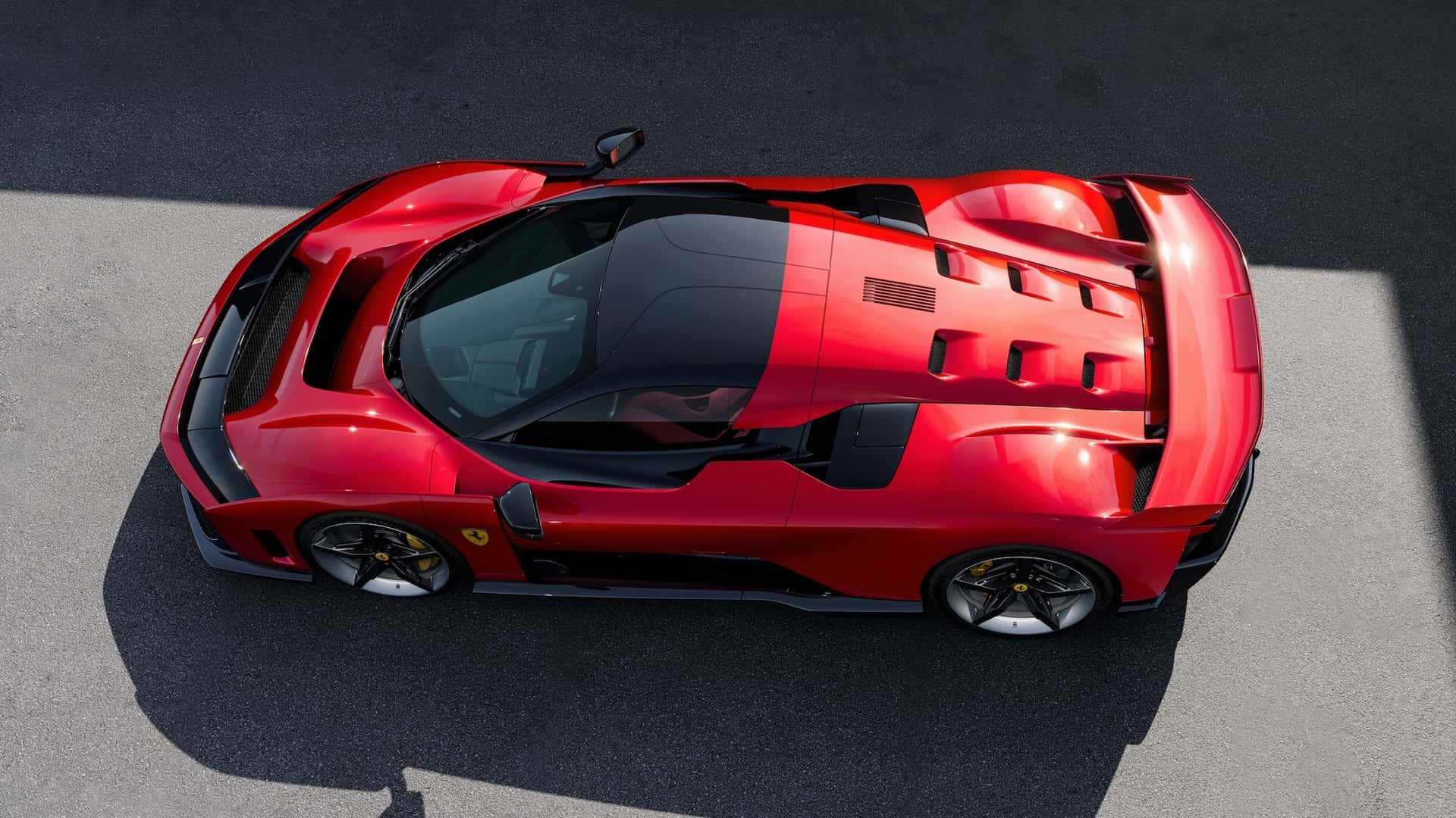 Rear view of Ferrari F80 in red