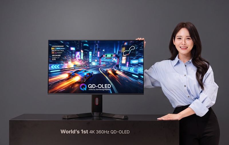 Le panneau QD-OLED 31,5 pouces 4K 360 Hz de Samsung Display, présenté à Computex 2026.