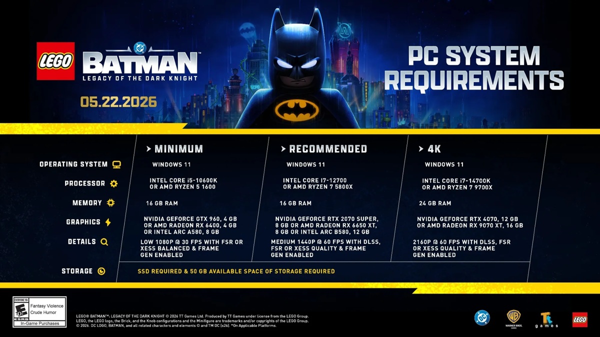 Системні вимоги LEGO Batman: Спадщина Темного Лицаря