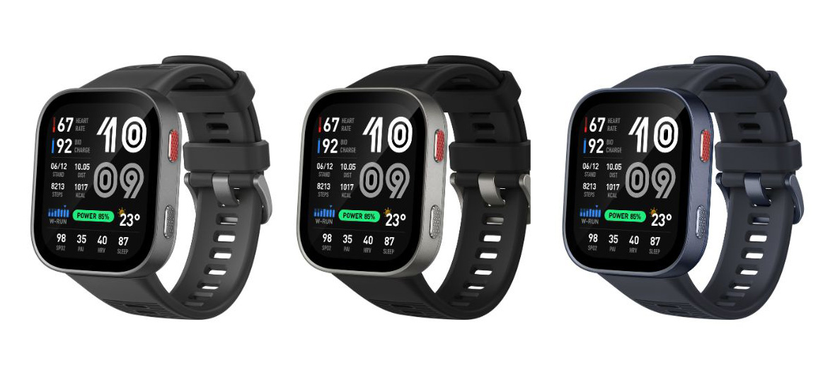 Les coloris disponibles de la Amazfit Bip Max. Illustration : Amazfit