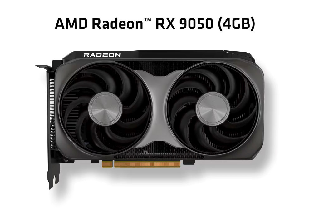 AMD Radeon RX 9050 — the 4GB OEM variant shares a name with the 8GB retail model but cuts memory bandwidth in half.