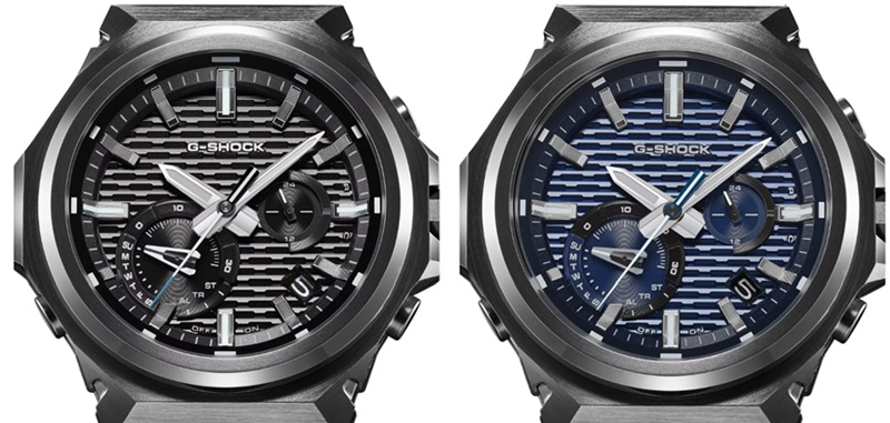 Le boîtier G-Steel GST-B1000BD-1A : lunette octogonale sans logo et traitement ionique noir sur tous les éléments métalliques.