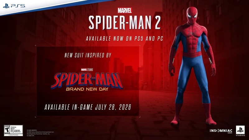 Le Fresh Start Suit arrive gratuitement dans Marvel's Spider-Man 2 le 28 juillet sur PS5 et PC.
