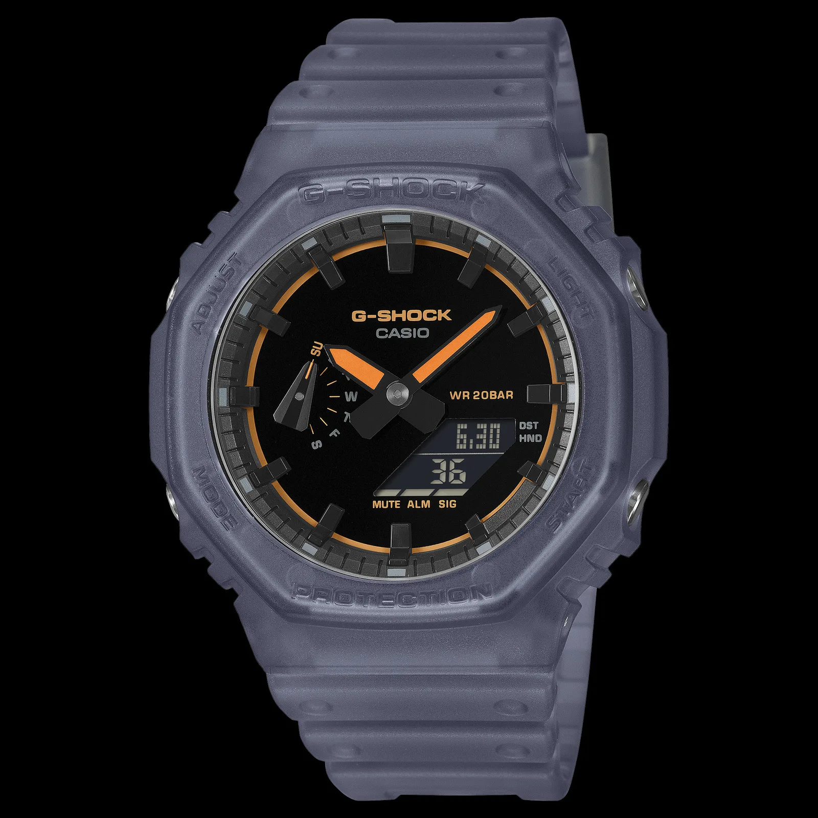 GA-2100K-2AJF blue translucent case with orange details