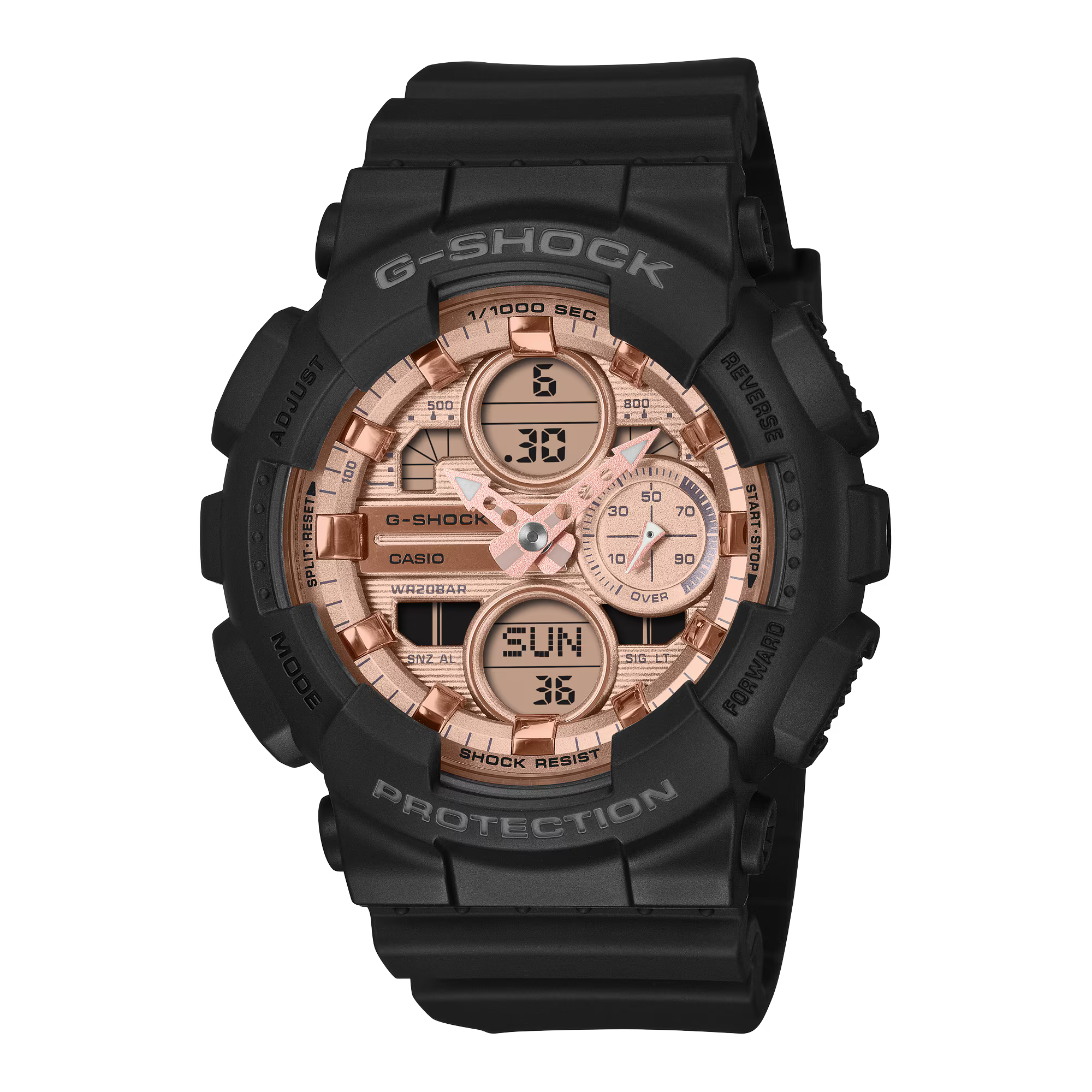 Casio G-Shock GMAS140PG-1A годинник з чорним корпусом
