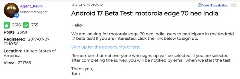 Motorola Edge 70 Neo