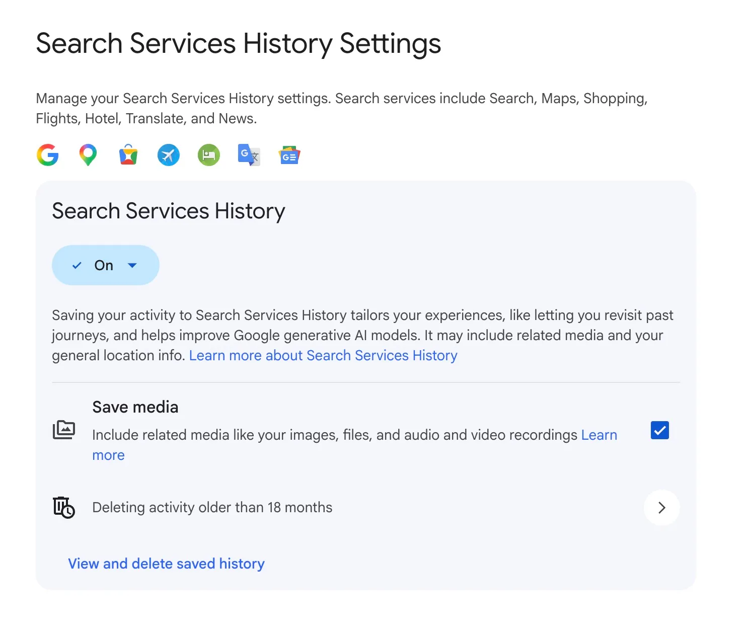 Google Search services — including Lens and Translate — are covered by the new default-on media training policy.