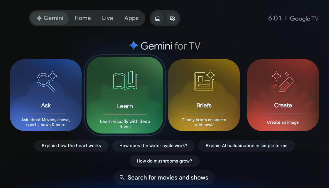 Ілюстрація використання Gemini AI на TCL PlayCube