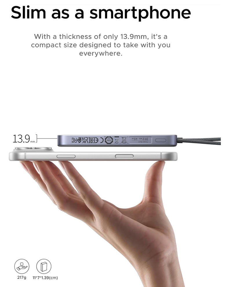 UGreen MagFlow Air Ultra Slim Power Bank top view
