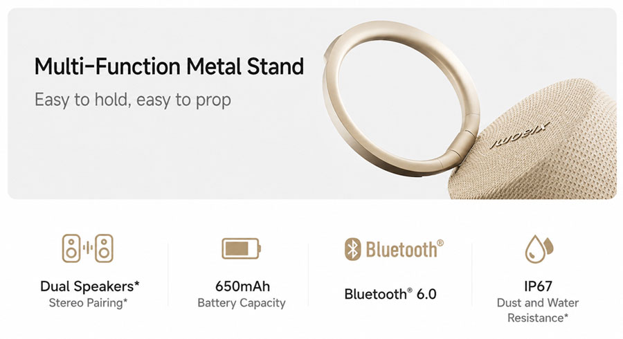 IP67-rated and weighing just 95g, the speaker is built for portability.