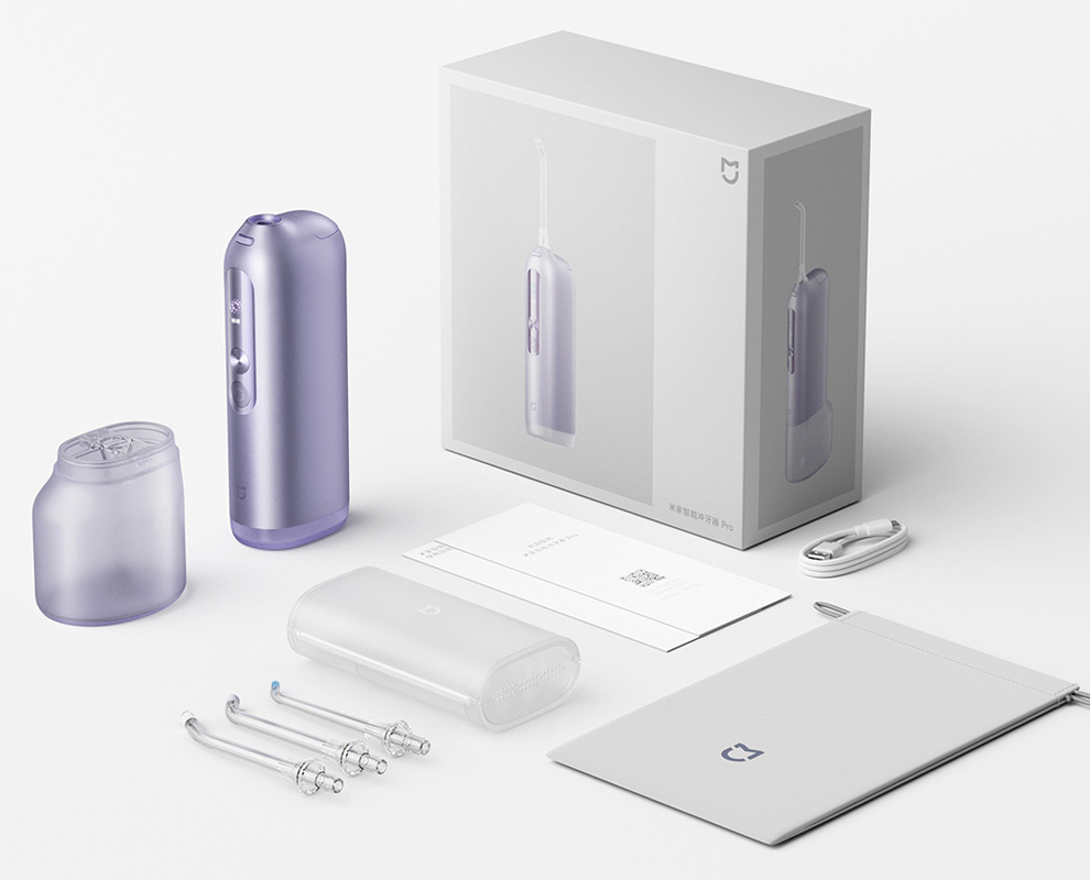 The flosser ships with 80 mL and 220 mL tank options and charges via USB-C.