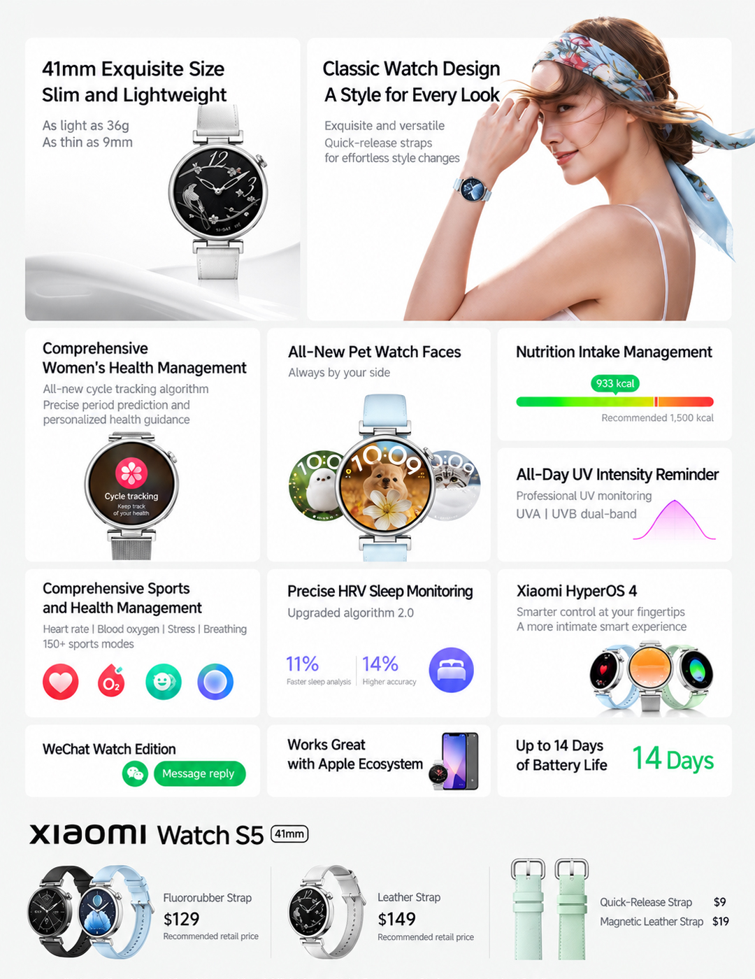 Features of Xiaomi Watch S5 41mm